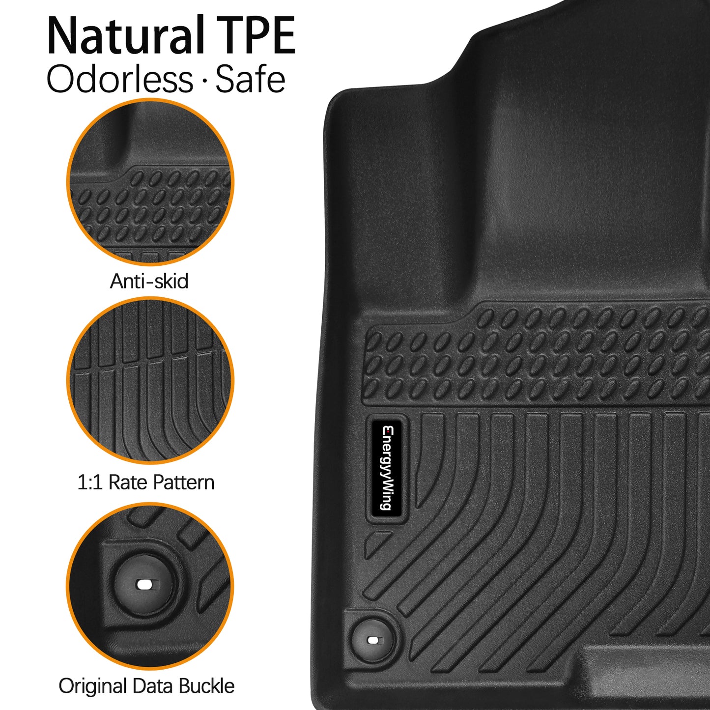Energyywing Kia Sportage 2024 2023 Floor Mats Not Hybrid, 4 PCS Custom Fit TPE Rubber All Weather Floor Liner Front Rear Cargo Seat, Odorless | Waterproof for Kia Sportage Interior Accessories