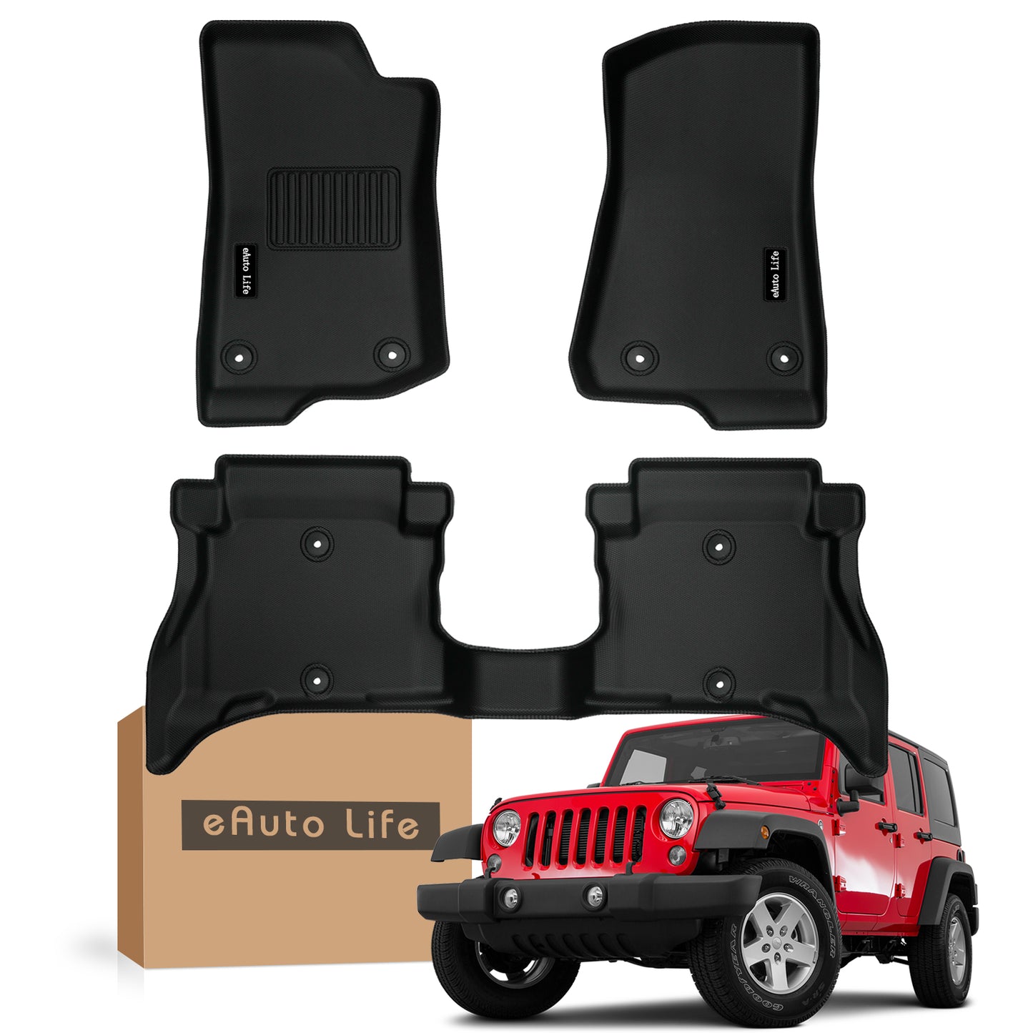 Energyywing Jeep Wrangler 4XE Custom Floor Mats 2021-2024 Hybrid 4 Door TPE Material & All-Weather Protection