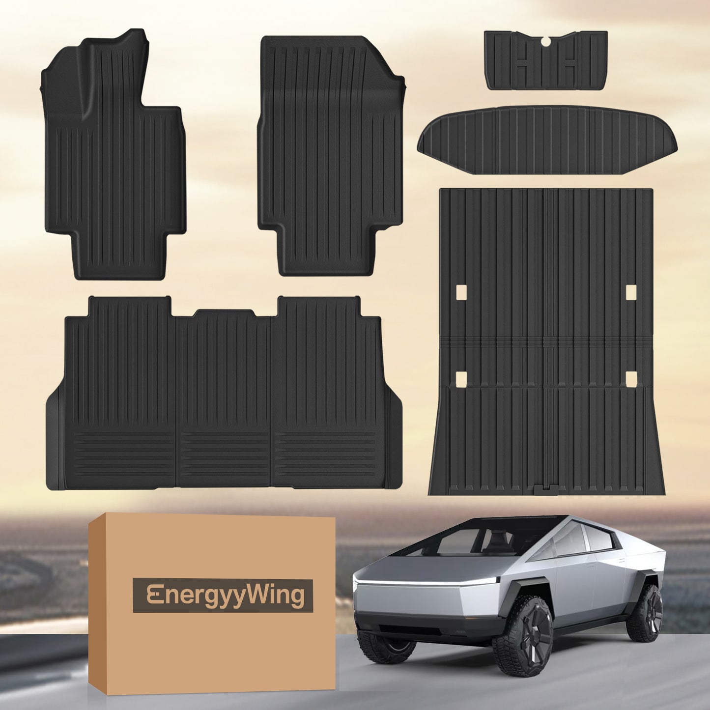 Energyywing Tesla Cybertruck Floor Mats TPE Material & All-Weather Protection