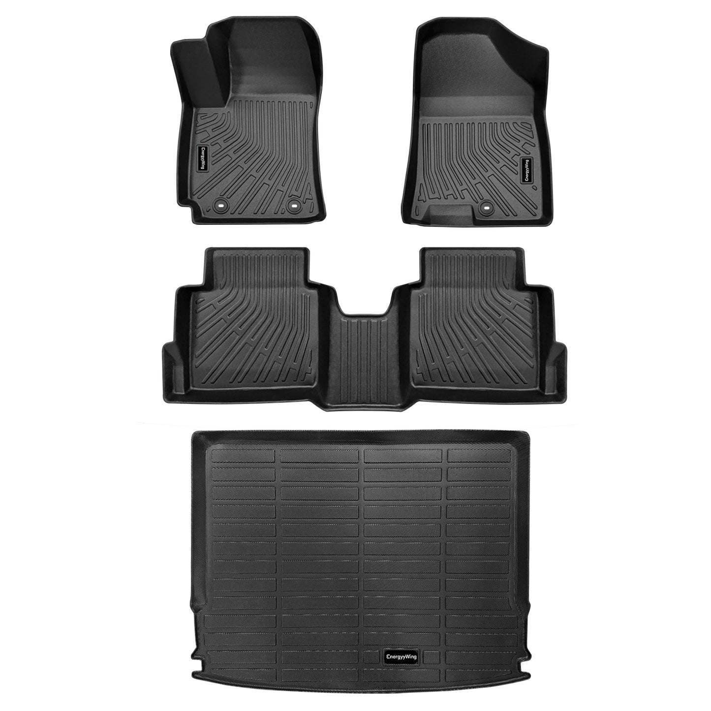 Energyywing All Weather Car Floor Mats for Hyundai Kona 2024 (Not for EV) Custom Fit Floor Liners Accessories - Black