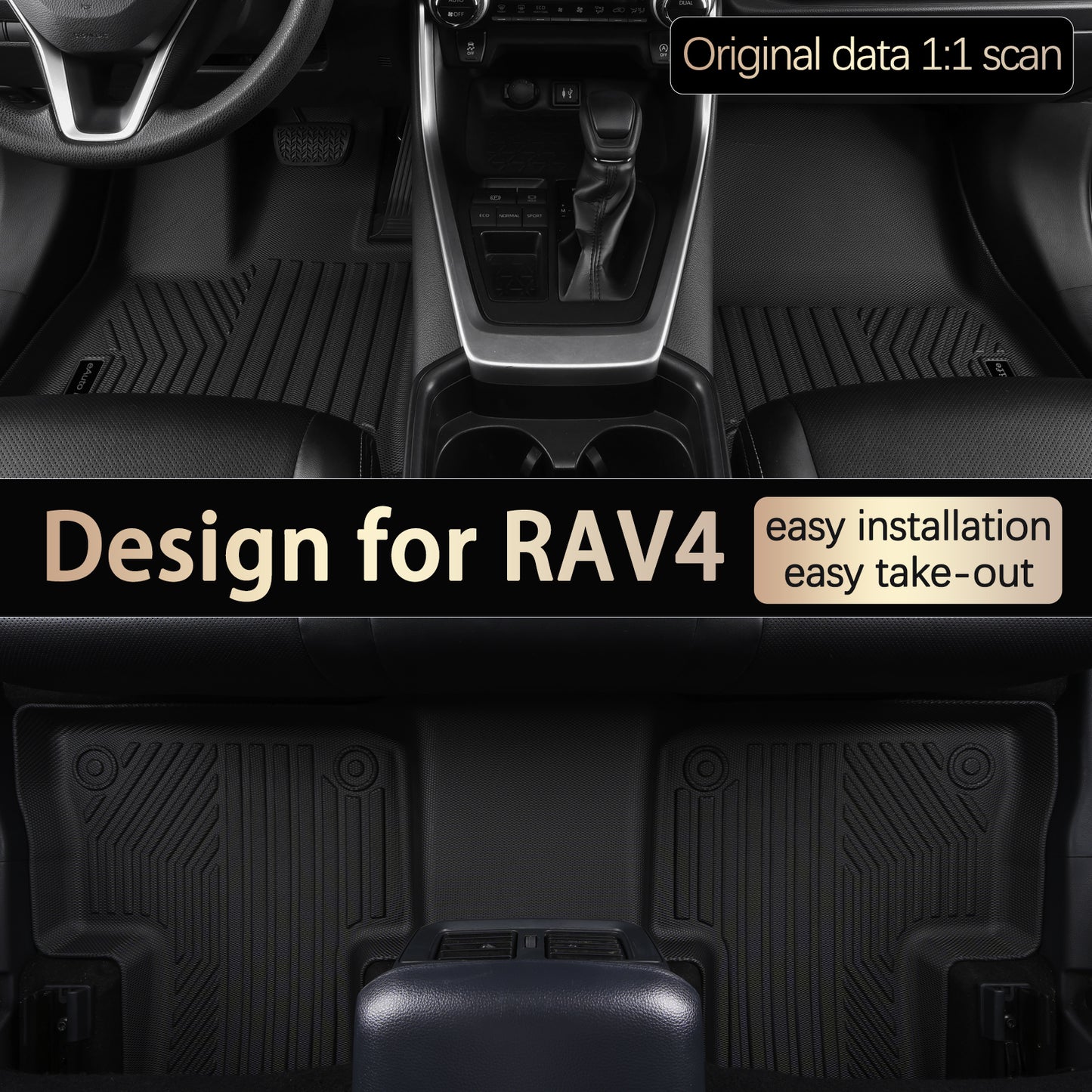 Energyywing Toyota RAV4 2013-2018 Custom Floor Mats TPE Material & All-Weather Protection