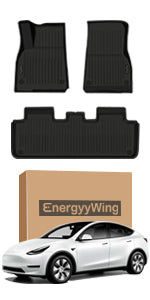 Energyywing Tesla Model Y 2020-2023 Custom Floor Mats / Trunk Mats TPE Material & All-Weather Protection 5-Seater