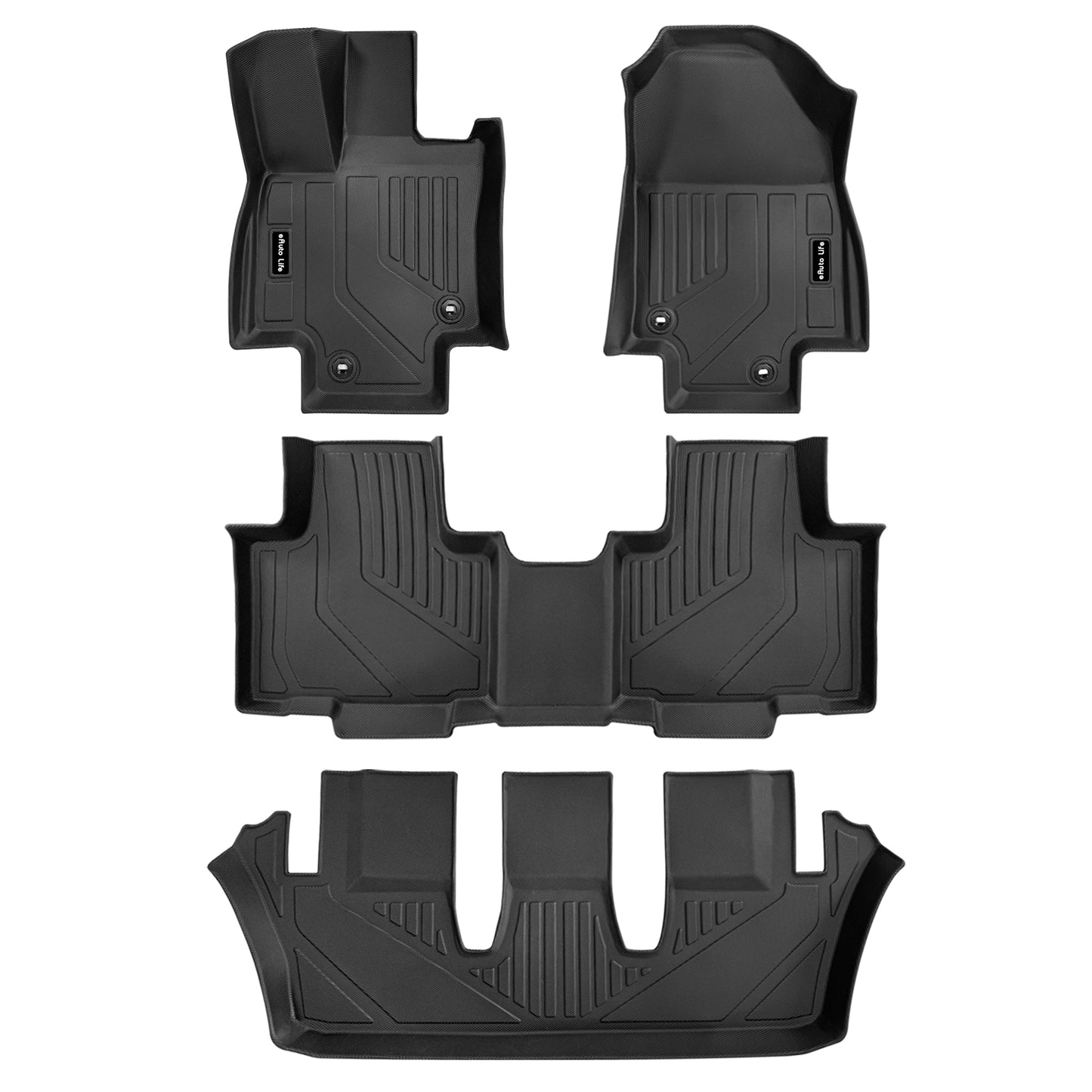 Energyywing Custom Fit for Toyota Highlander 2020 -2024 (NOT for Hybrid) 7 Seats with 2nd Row Bench or Bucket Seats w/Center Console All Weather Floor Liners 3 Row TPE