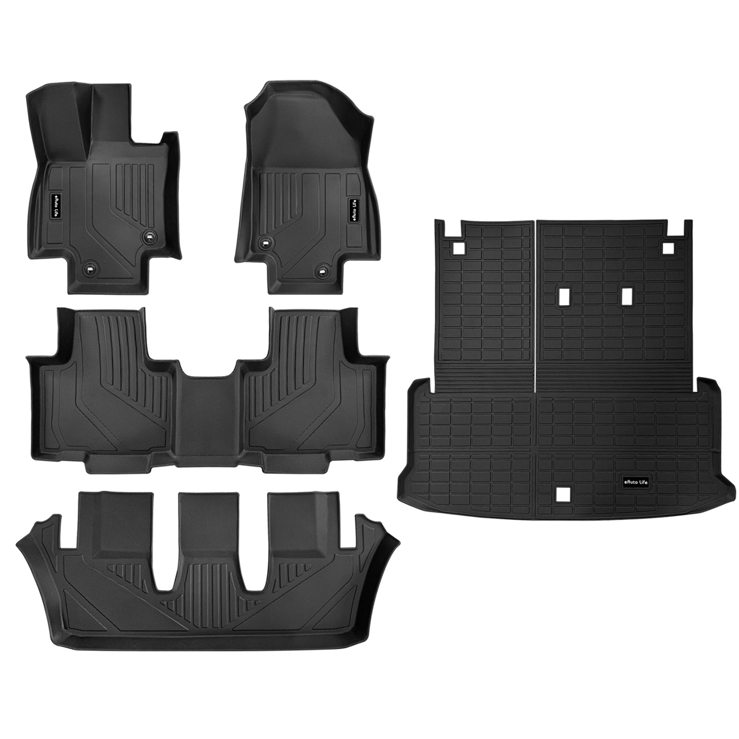 Energyywing Custom Fit for Toyota Highlander 2020 -2024 (NOT for Hybrid) 7 Seats with 2nd Row Bench or Bucket Seats w/Center Console All Weather Floor Liners 3 Row TPE