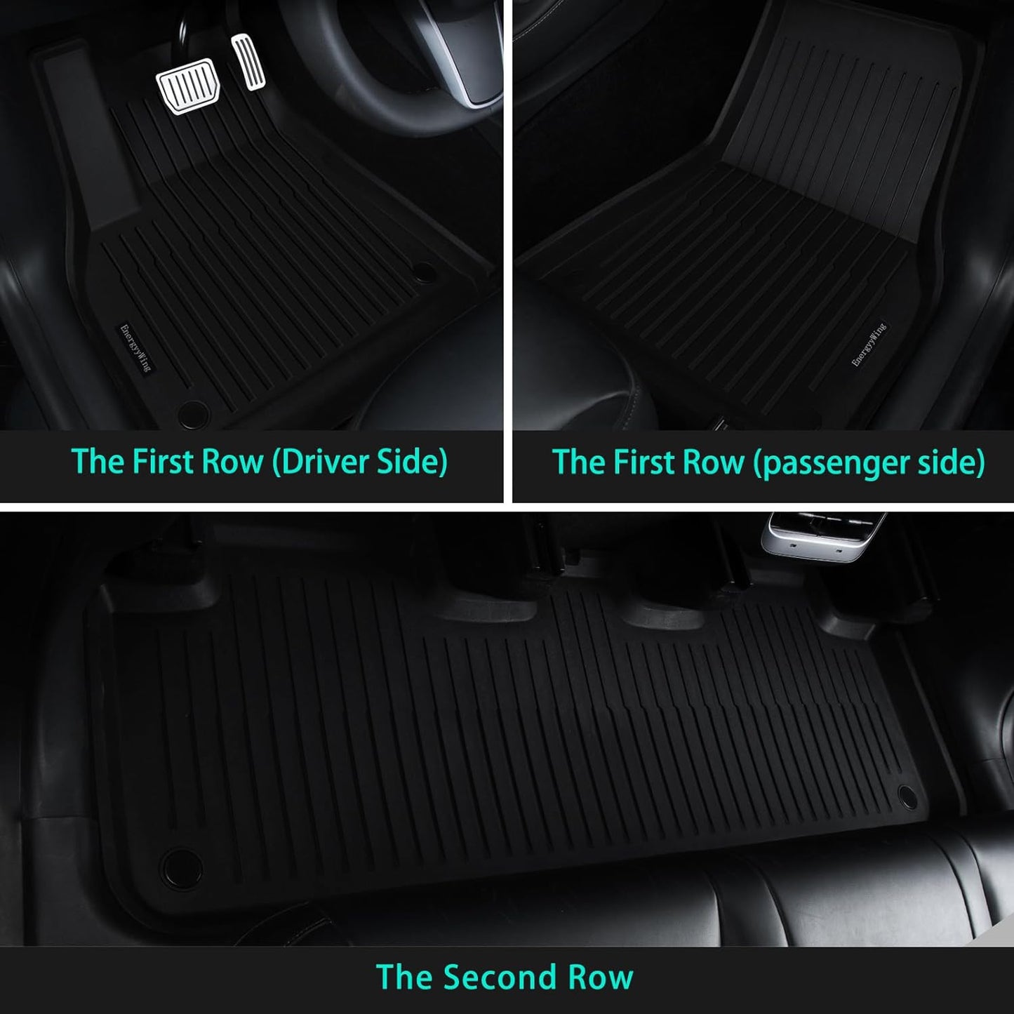 Energyywing Tesla Model Y 2020-2023 Custom Floor Mats / Trunk Mats TPE Material & All-Weather Protection 5-Seater