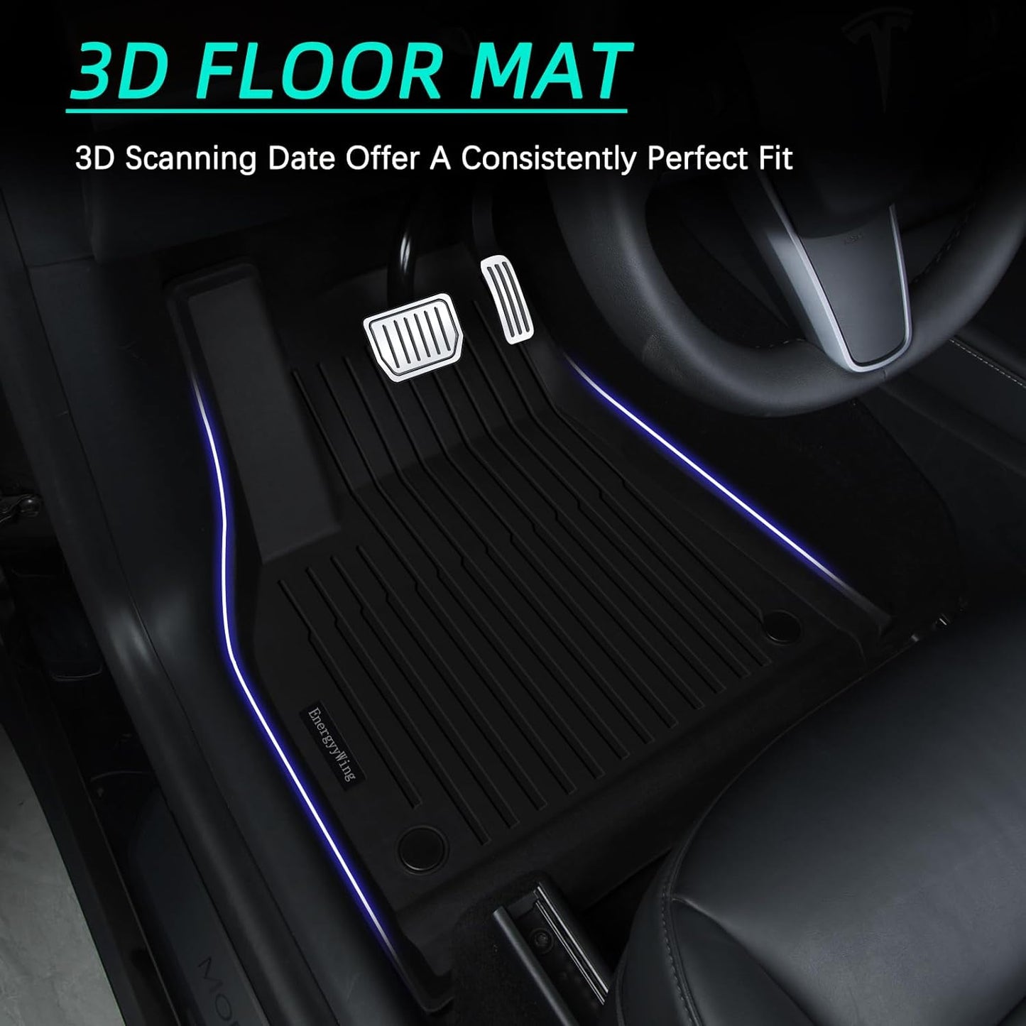 Energyywing Tesla Model Y 2020-2023 Custom Floor Mats / Trunk Mats TPE Material & All-Weather Protection 5-Seater